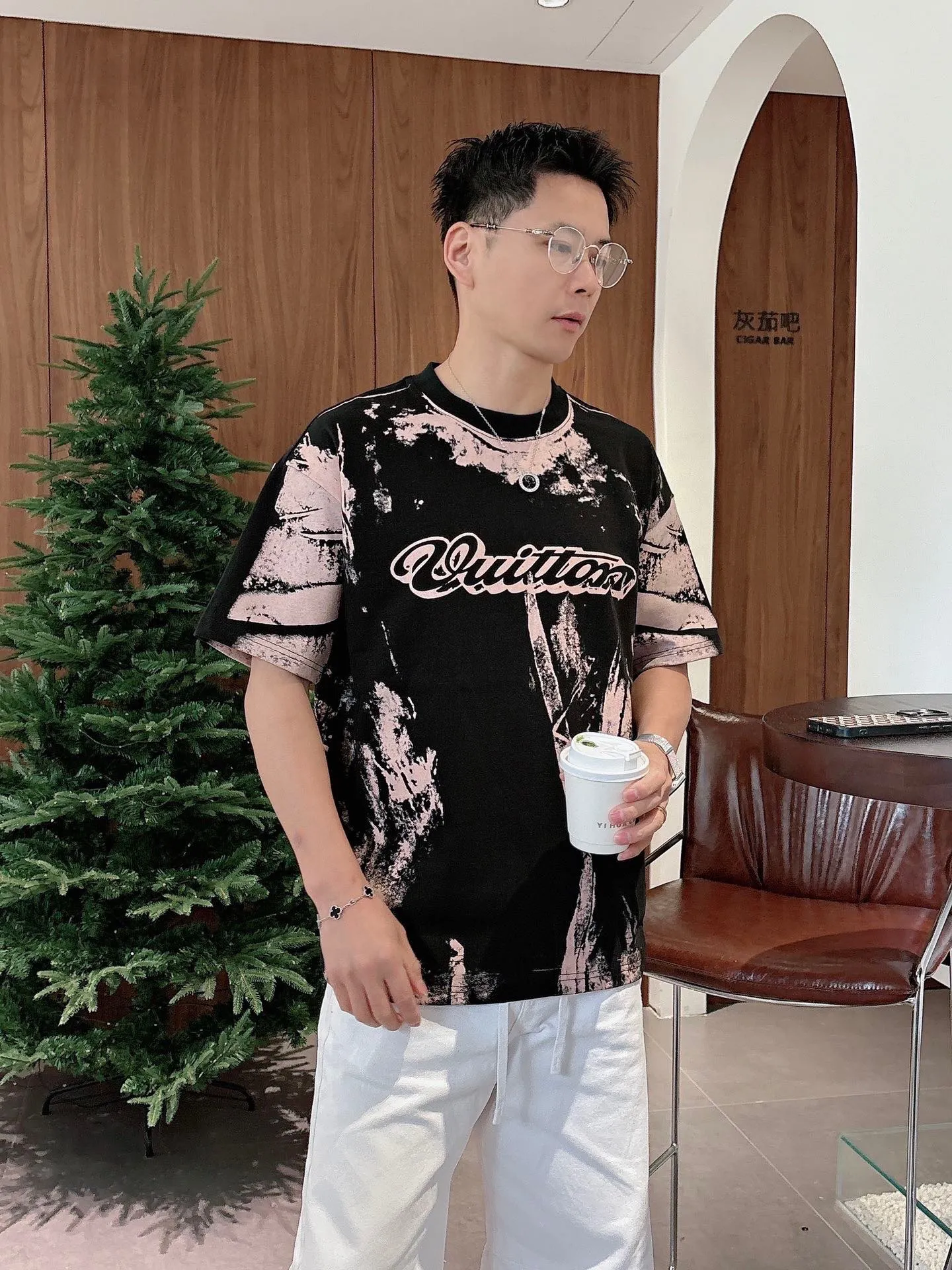 Louis Vuitton/Louis Vuitton optical illusion tie-dye printed short sleeves